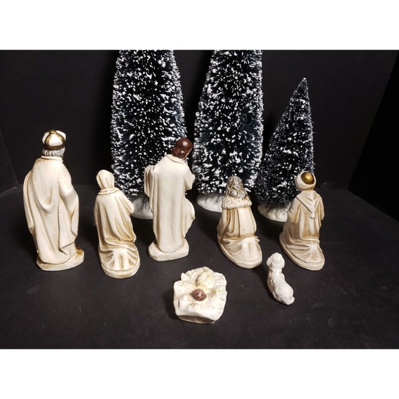 Vintage Nativity Set Figures Made In Japan 7 Pieces Chalk Ware - Picture 6 of 11